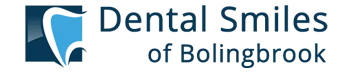The image displays a logo with the text  Dental Smiles of Bolingbrook  and below it, the words  Your smile is our passion.  It features a stylized graphic resembling a tooth with a smiling face.